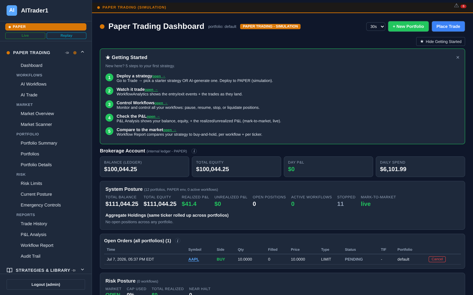 CyboTrader AI trading platform - paper dashboard - click to open the live demo